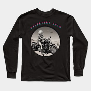 Galentines gal on a motorcycle Long Sleeve T-Shirt